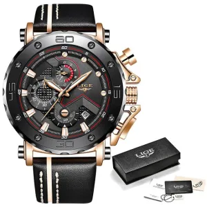 Big Dial Military Leather Waterproof Sport Chronograph  Men Watch