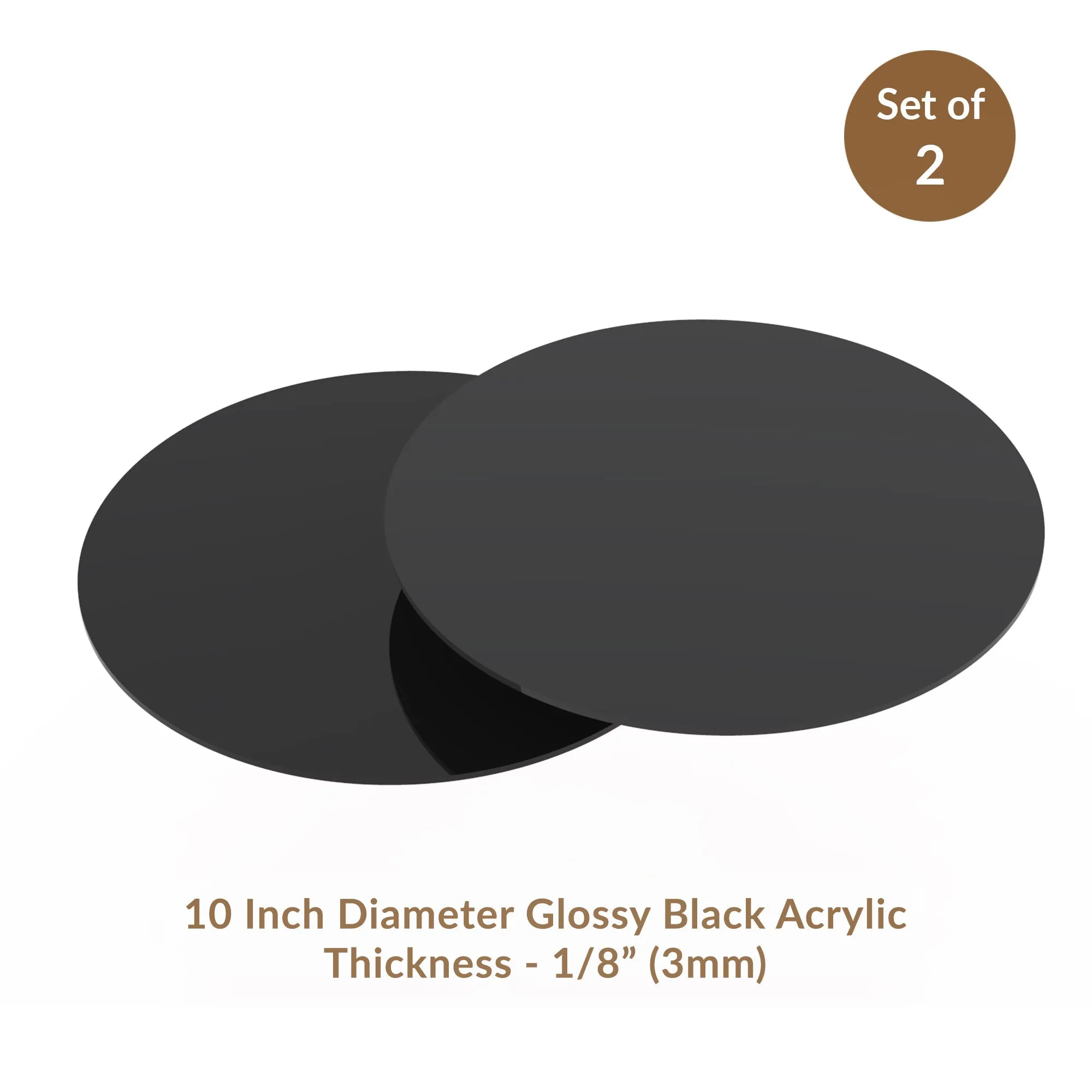 Black Glossy Acrylic Round Disk Set of 2-1/8 or 0.12" thick for Cake Serving and Reusable Cake Board