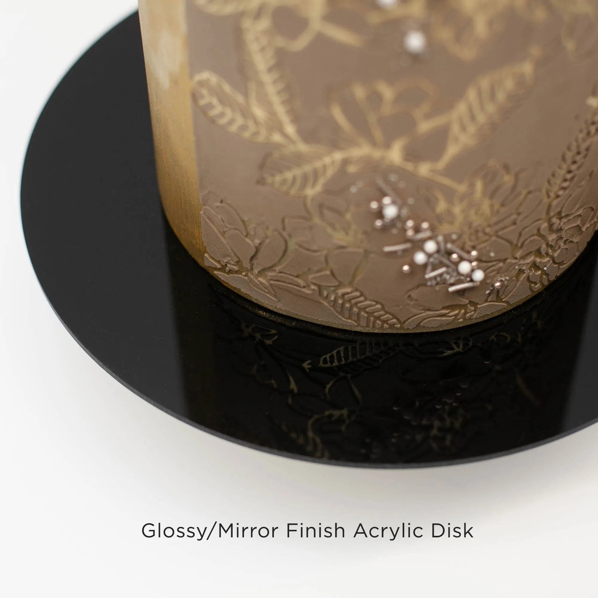 Black Glossy Acrylic Round Disk Set of 2-1/8 or 0.12" thick for Cake Serving and Reusable Cake Board