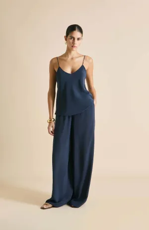Blue Waves | Navy Blue Satin Loungewear Set