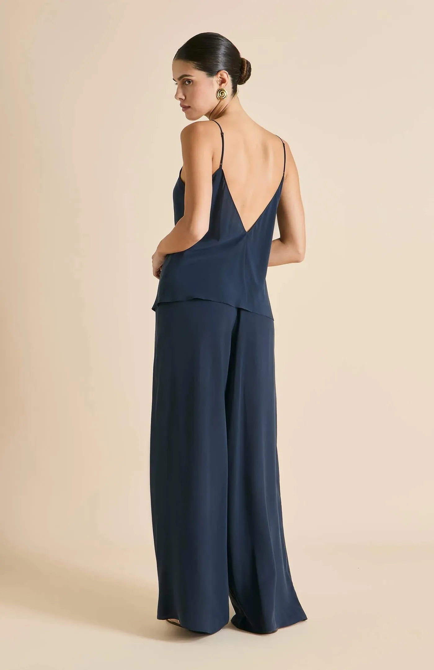 Blue Waves | Navy Blue Satin Loungewear Set