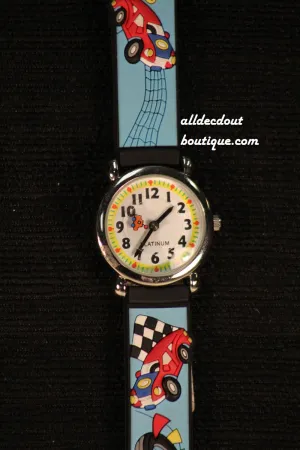 Blue/White Race Cars | Silicone Band