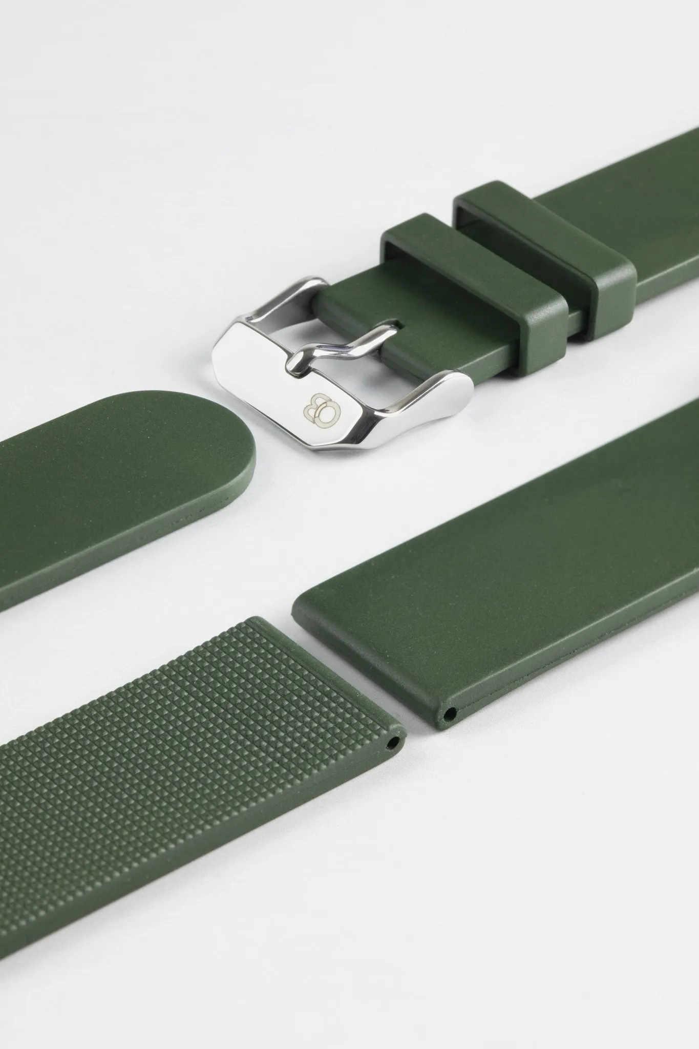 Bonetto Cinturini 270 Self-Punch Rubber Watch Strap in DARK GREEN