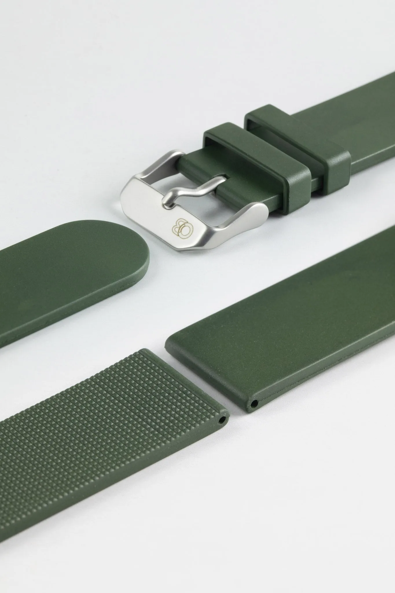 Bonetto Cinturini 270 Self-Punch Rubber Watch Strap in DARK GREEN