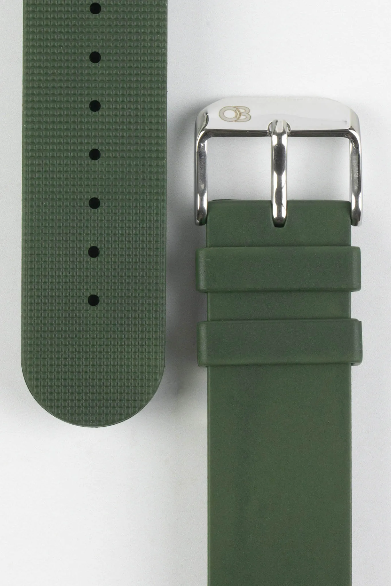 Bonetto Cinturini 270 Self-Punch Rubber Watch Strap in DARK GREEN