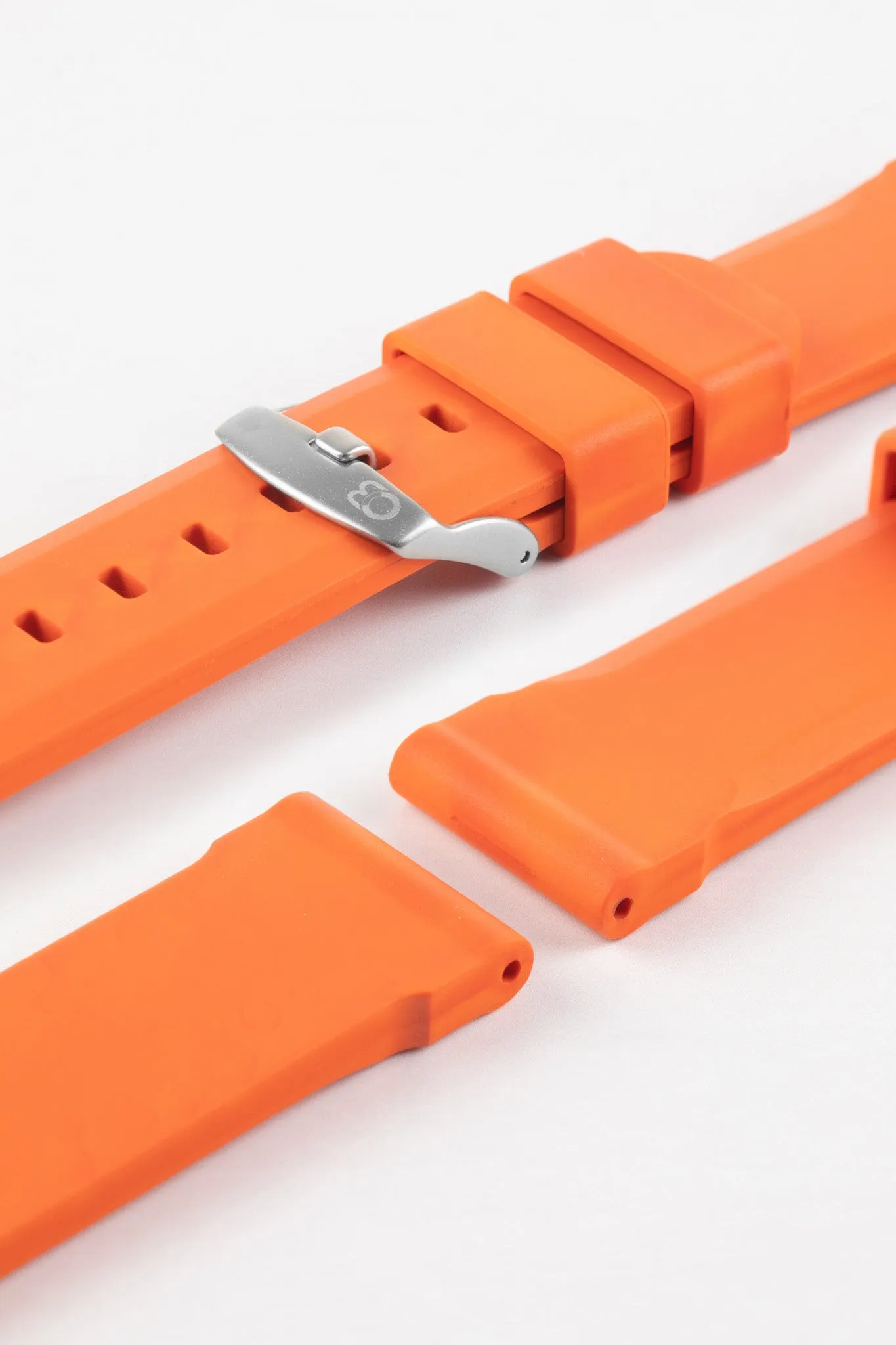 Bonetto Cinturini 317 Premium Rubber Watch Strap in ORANGE