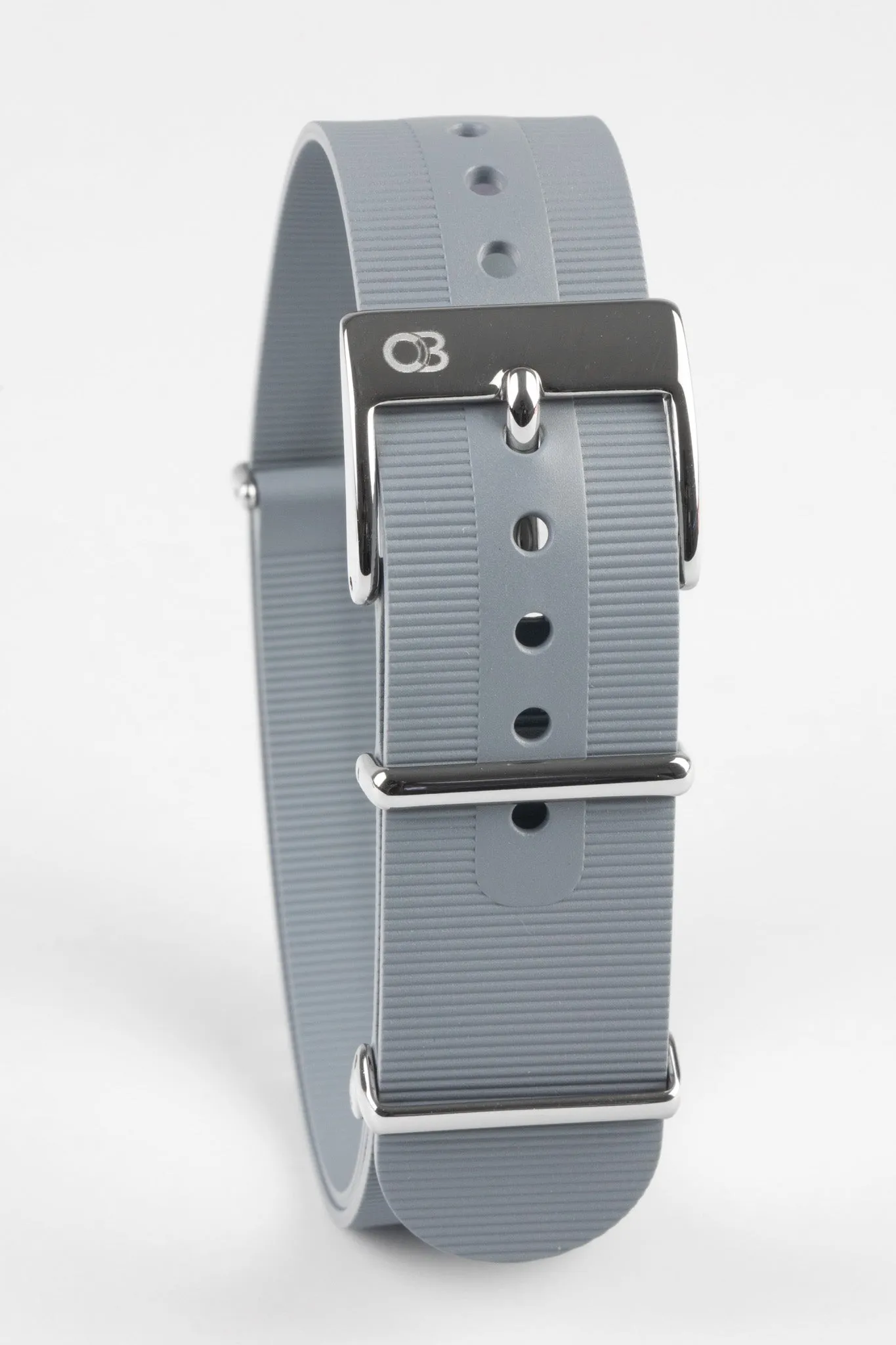 Bonetto Cinturini 328 Premium Rubber One-Piece Watch Strap in LIGHT GREY