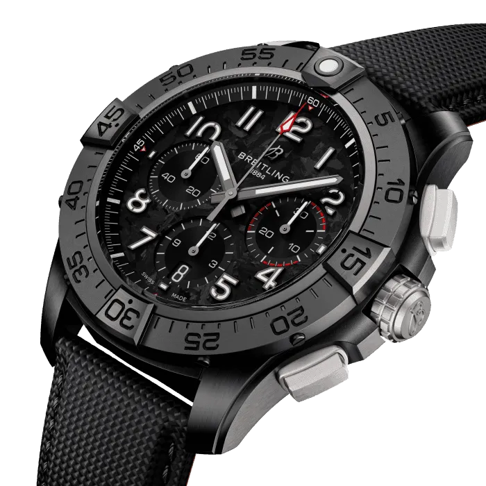 Breitling Avenger B01 Chronograph 44mm Night Mission Watch with Black Carbon Dial