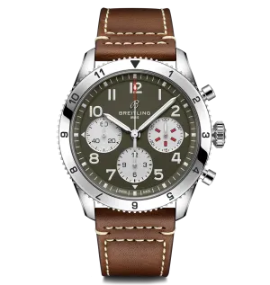 Breitling Classic AVI Chronograph 42 Curtiss Warhawk Watch with Green Dial
