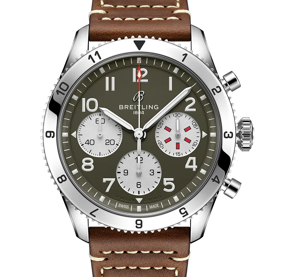 Breitling Classic AVI Chronograph 42 Curtiss Warhawk Watch with Green Dial