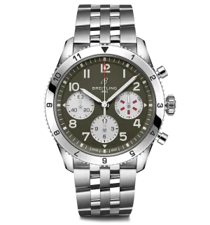 Breitling Classic AVI Chronograph 42 Curtiss Warhawk Watch with Stainless Steel Bracelet