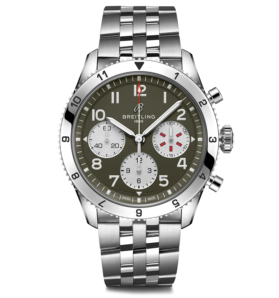 Breitling Classic AVI Chronograph 42 Curtiss Warhawk Watch with Stainless Steel Bracelet