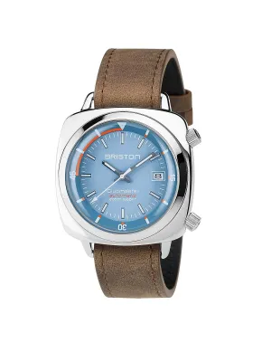 Briston Clubmaster Diver Polished Steel Automatic HMS Light Blue Dial 42mm