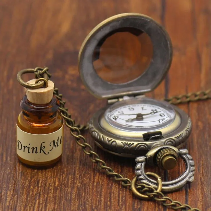 Bronze Pocket Watch with a Glass Bottle