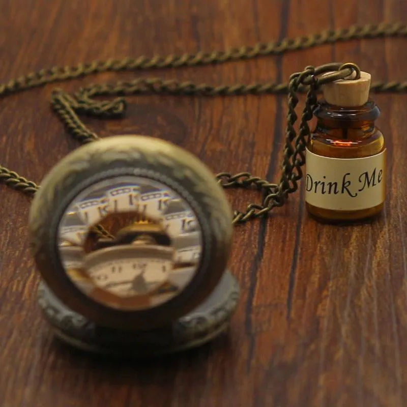 Bronze Pocket Watch with a Glass Bottle