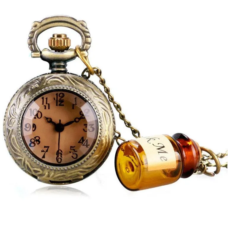 Bronze Pocket Watch with a Glass Bottle