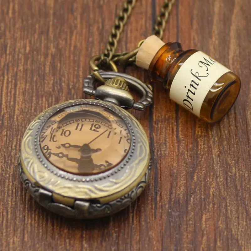 Bronze Pocket Watch with a Glass Bottle