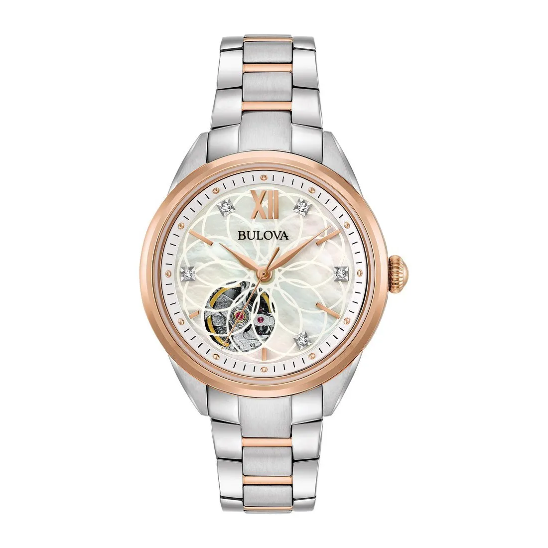 Bulova Classic Sutton Ladies Two Tone Automatic Diamond Dial Watch