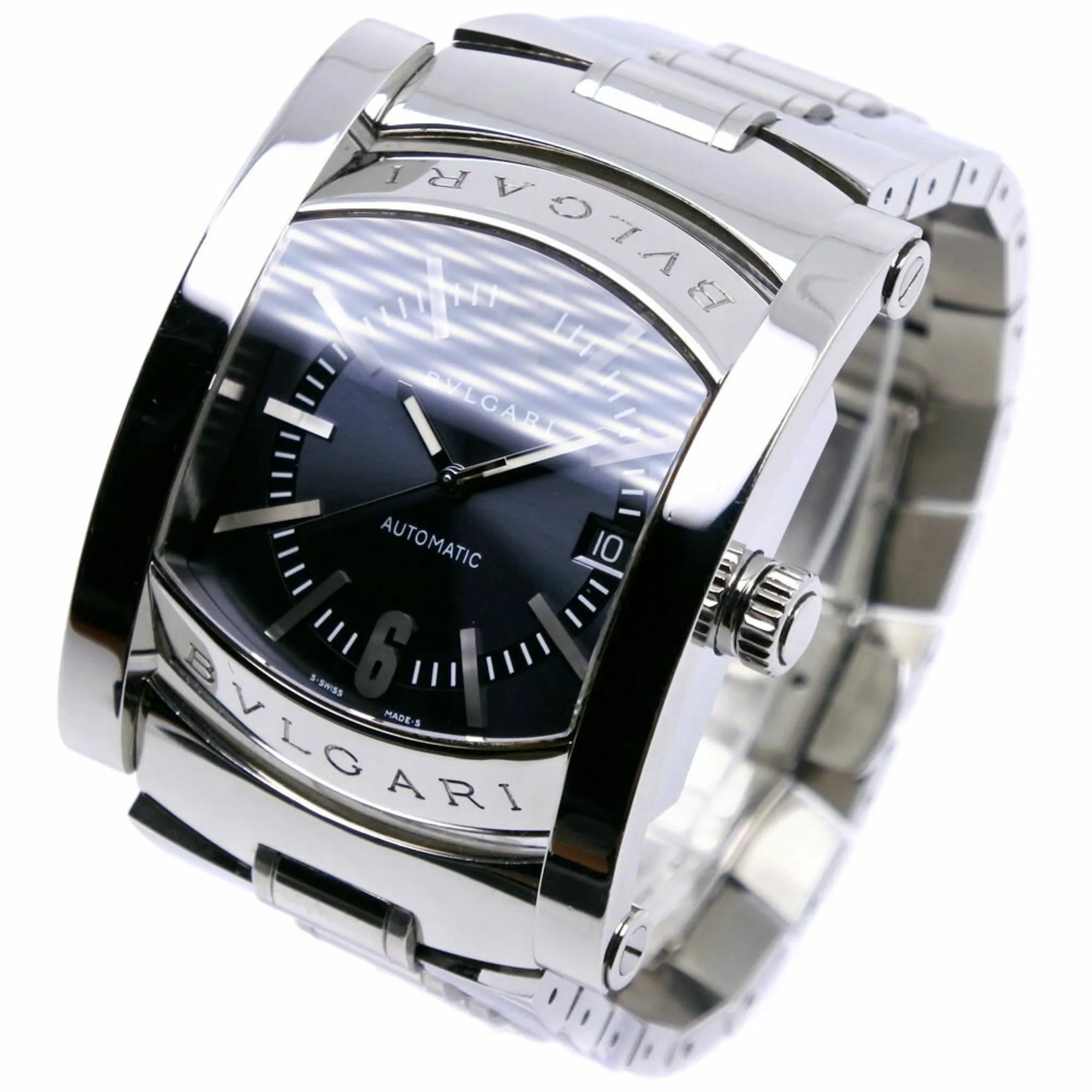 Bvlgari Ashoma Watch AA48S Stainless Steel Silver Automatic Men's Navy Dial