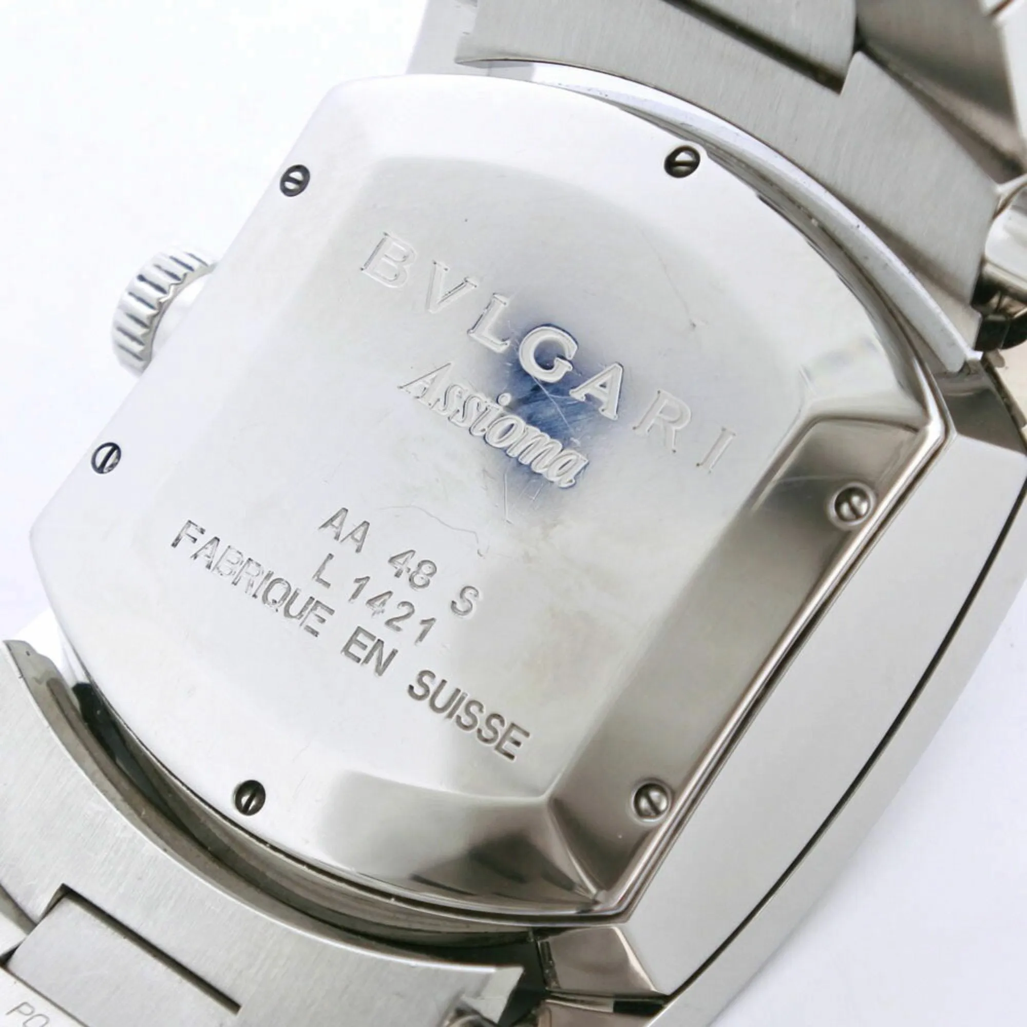 Bvlgari Ashoma Watch AA48S Stainless Steel Silver Automatic Men's Navy Dial