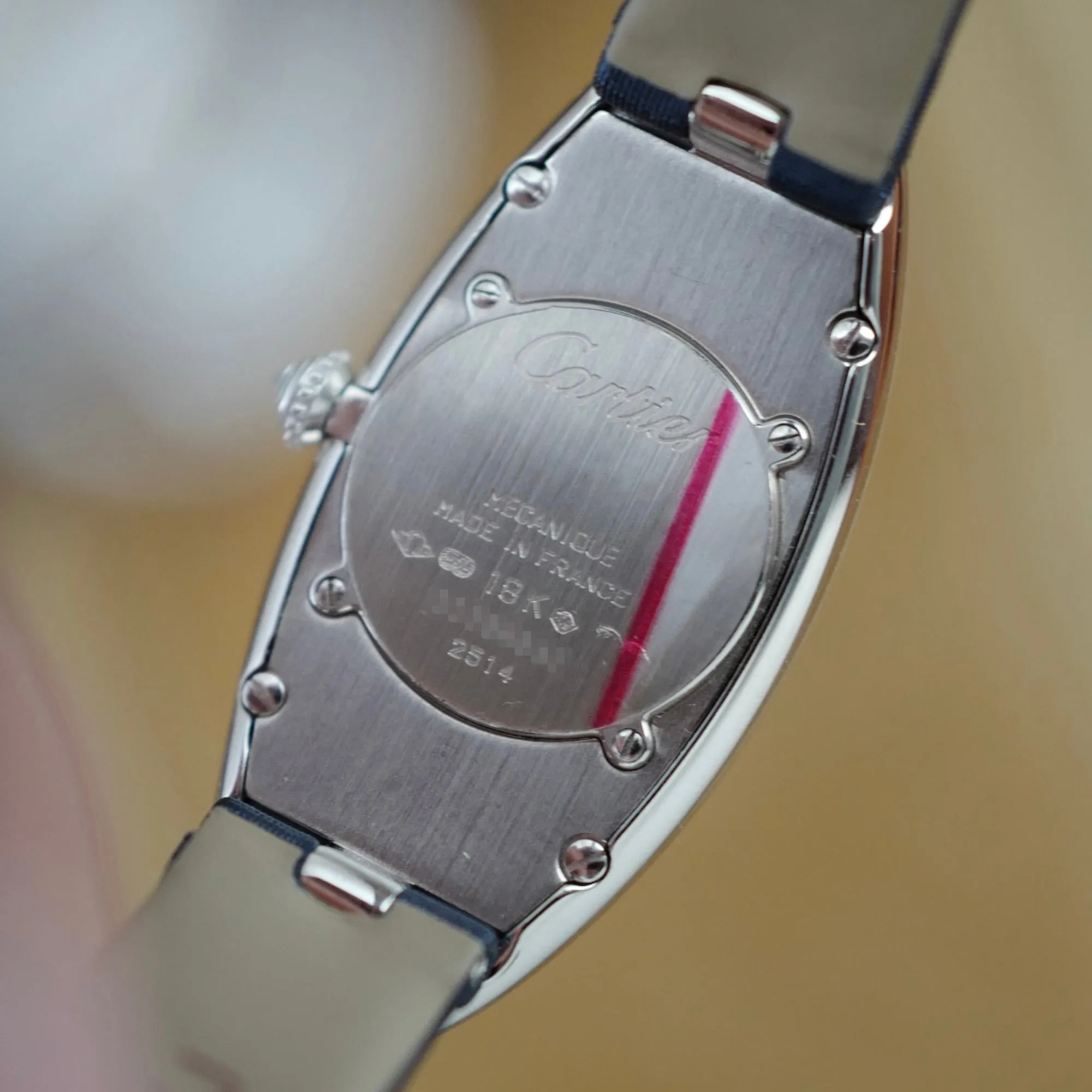 Carter White Gold Baignoire Allongee with Diamond and Sapphire Pave Dial Ref. 2514