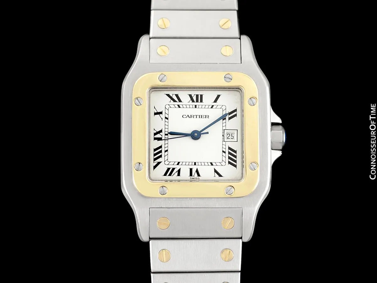 Cartier Mens Santos Two-Tone Automatic Watch - Stainless Steel & 18K Gold