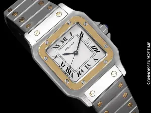 Cartier Mens Santos Two-Tone Automatic Watch - Stainless Steel & 18K Gold