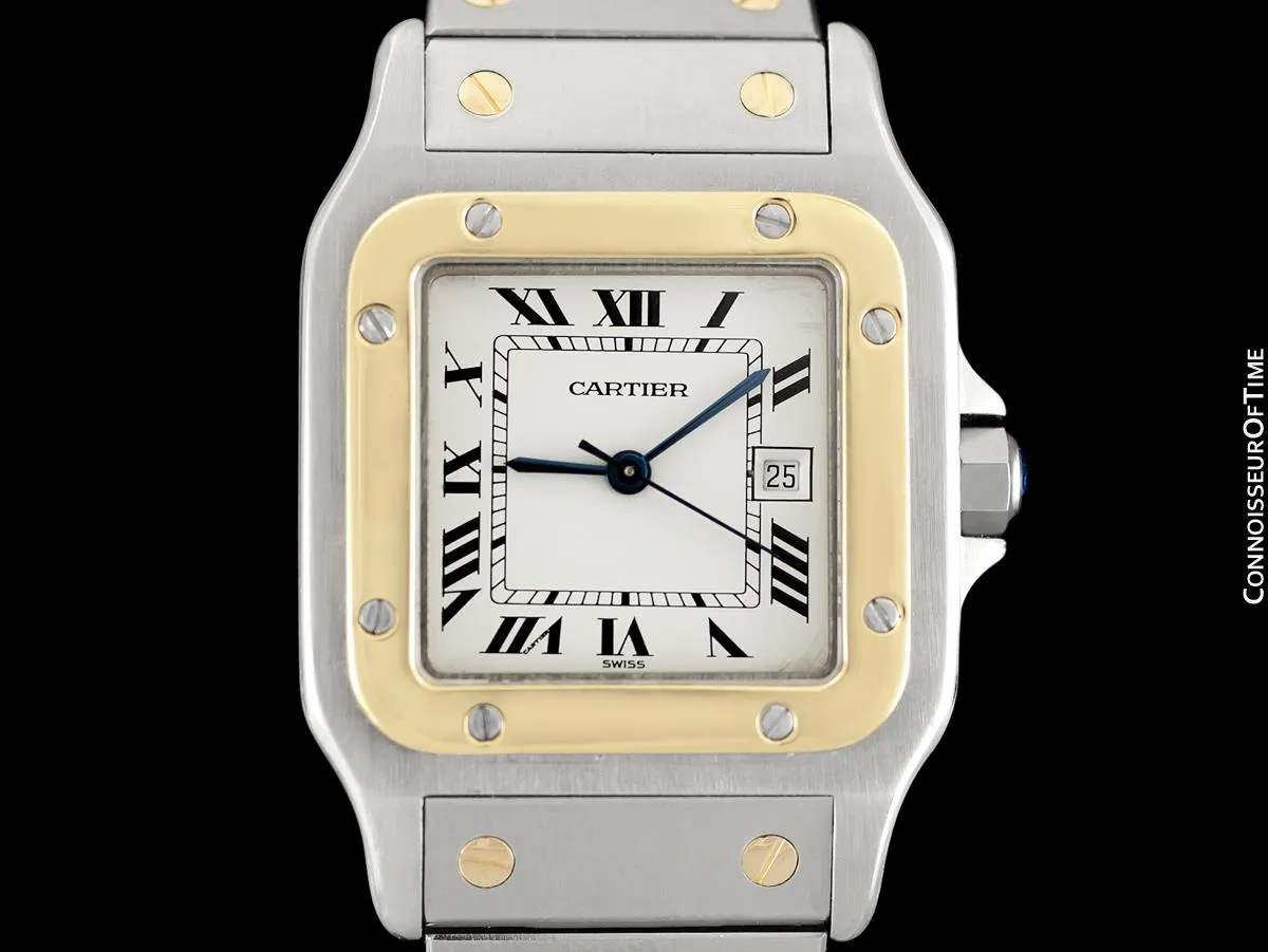 Cartier Mens Santos Two-Tone Automatic Watch - Stainless Steel & 18K Gold