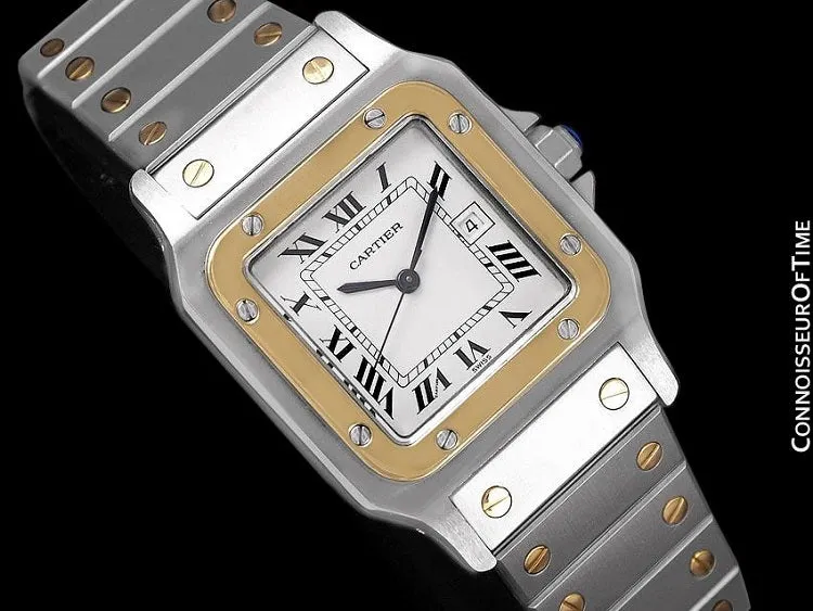 Cartier Mens Santos Two-Tone Automatic Watch - Stainless Steel & 18K Gold