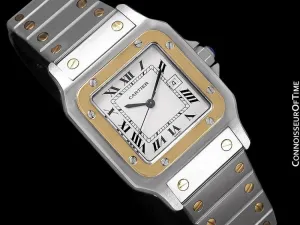 Cartier Mens Santos Two-Tone Automatic Watch - Stainless Steel & 18K Gold