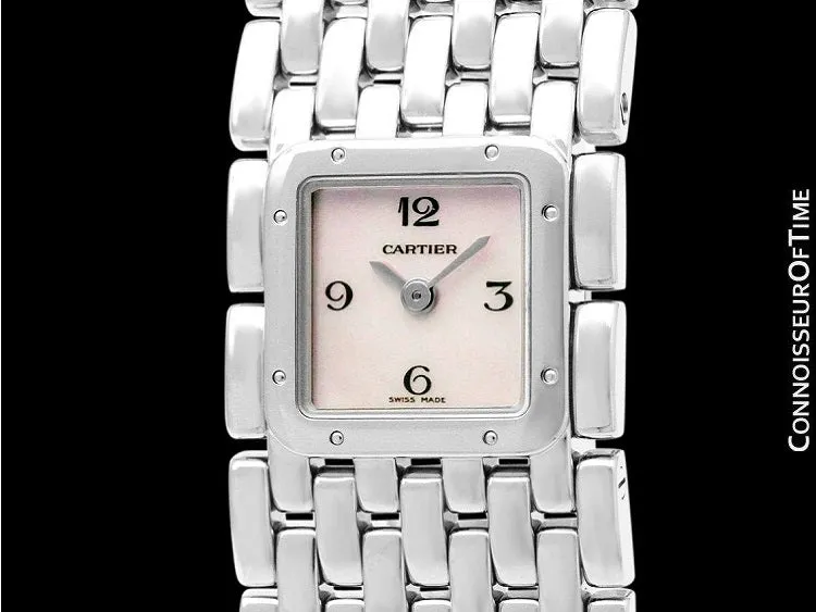 Cartier Ruban Ladies Quartz Bracelet Watch with Pink MOP Dial, Ref. 2420 - Stainless Steel