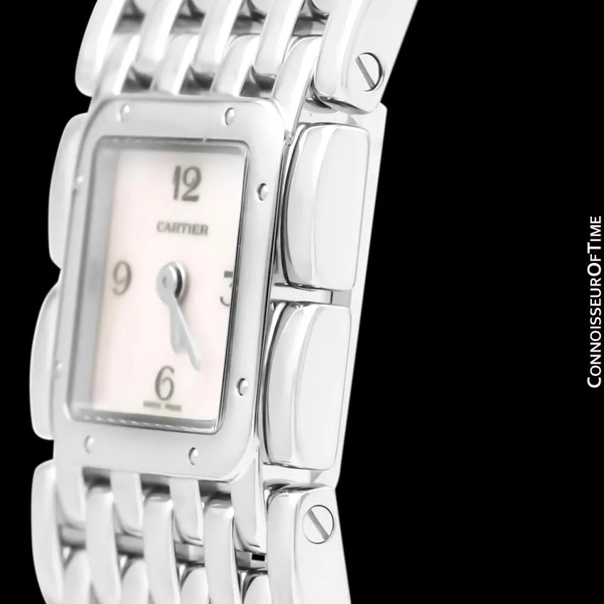 Cartier Ruban Ladies Quartz Bracelet Watch with Pink MOP Dial, Ref. 2420 - Stainless Steel