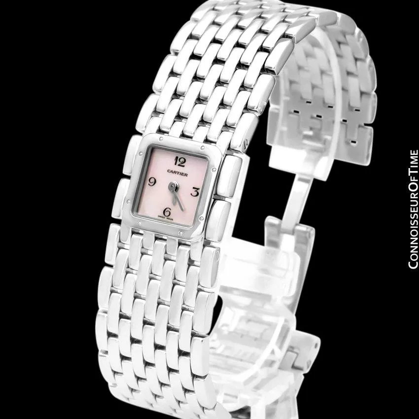 Cartier Ruban Ladies Quartz Bracelet Watch with Pink MOP Dial, Ref. 2420 - Stainless Steel