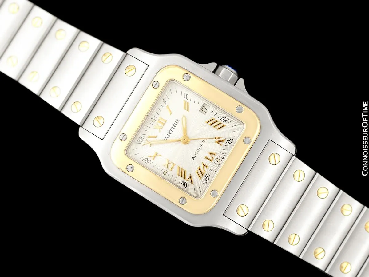 Cartier Santos Automatic Mens Bracelet Watch - Stainless Steel & 18K Gold