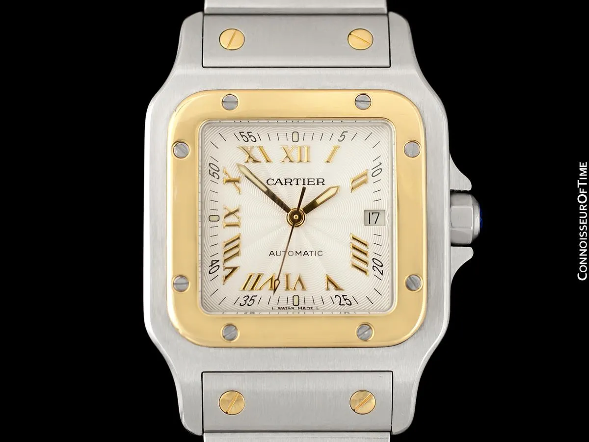 Cartier Santos Automatic Mens Bracelet Watch - Stainless Steel & 18K Gold