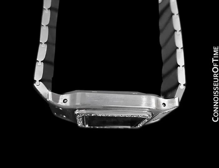 Cartier Santos Automatic Mens Bracelet Watch - Stainless Steel & Diamonds