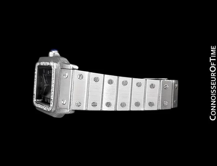 Cartier Santos Automatic Mens Bracelet Watch - Stainless Steel & Diamonds