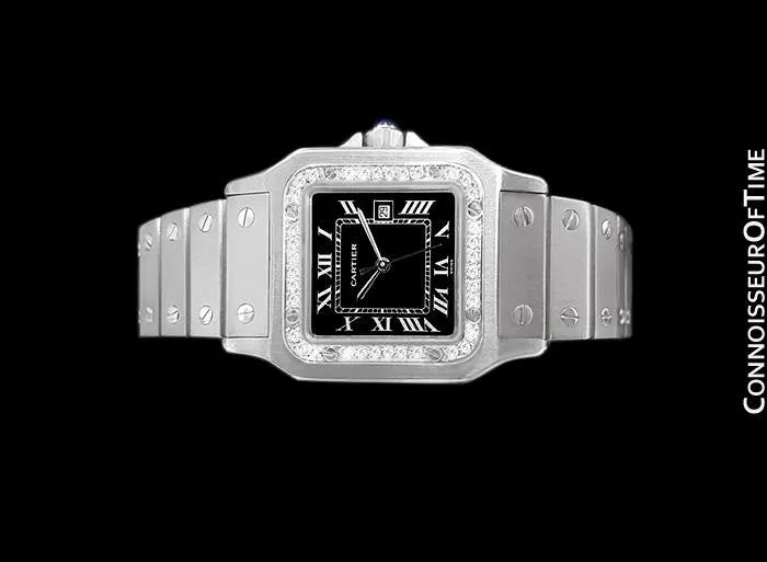 Cartier Santos Automatic Mens Bracelet Watch - Stainless Steel & Diamonds