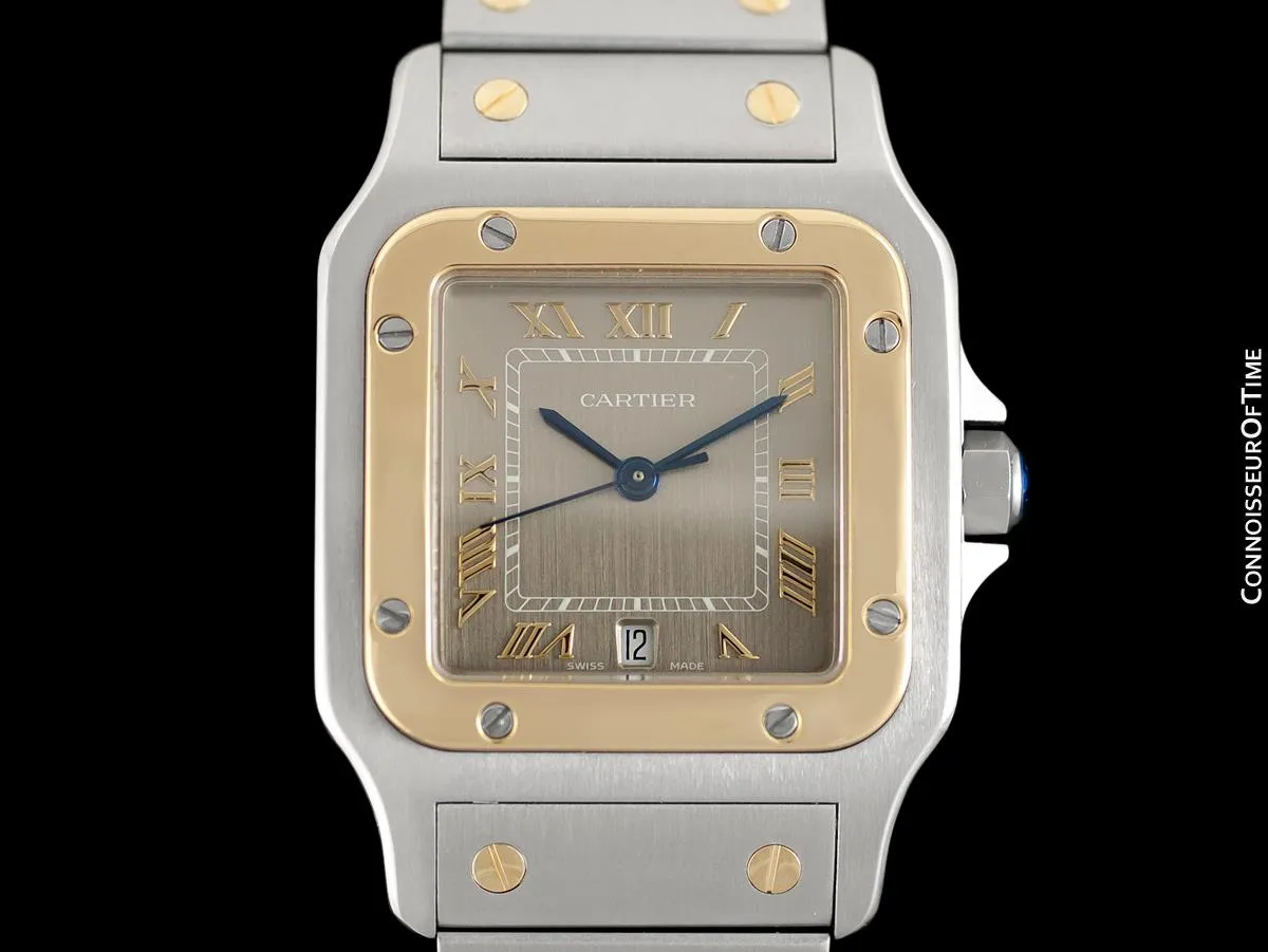 Cartier Santos Galbee Mens Two-Tone Bracelet Watch with Date - Stainless Steel & 18K Gold