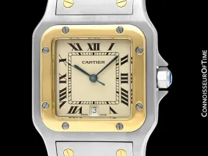 Cartier Santos Galbee Mens Two-Tone Bracelet Watch with Date - Stainless Steel & 18K Gold