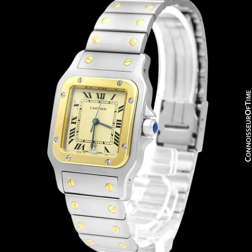 Cartier Santos Galbee Mens Two-Tone Bracelet Watch with Date - Stainless Steel & 18K Gold