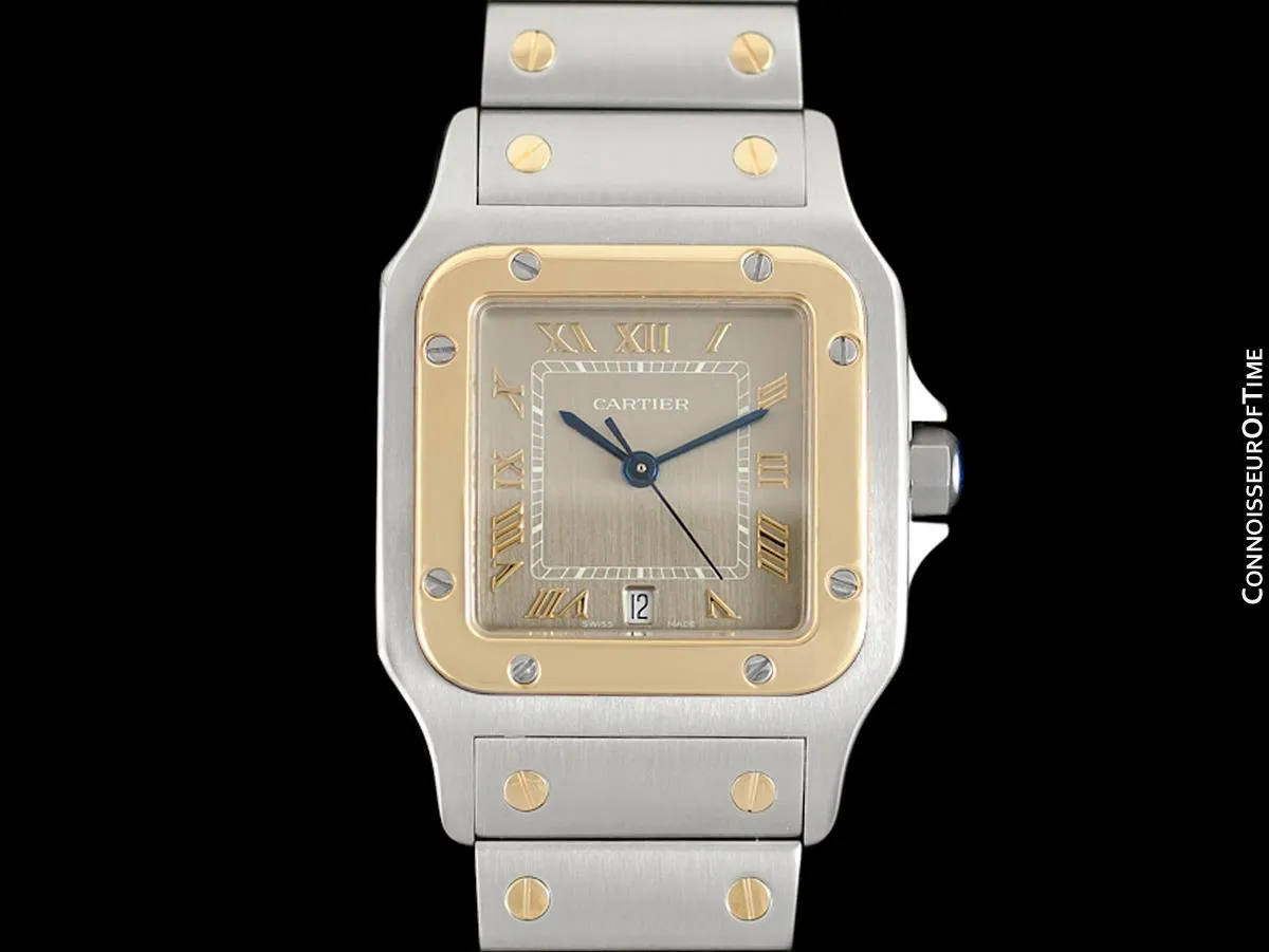 Cartier Santos Galbee Mens Two-Tone Bracelet Watch with Date - Stainless Steel & 18K Gold