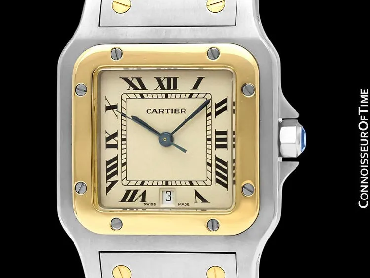 Cartier Santos Galbee Mens Two-Tone Bracelet Watch with Date - Stainless Steel & 18K Gold