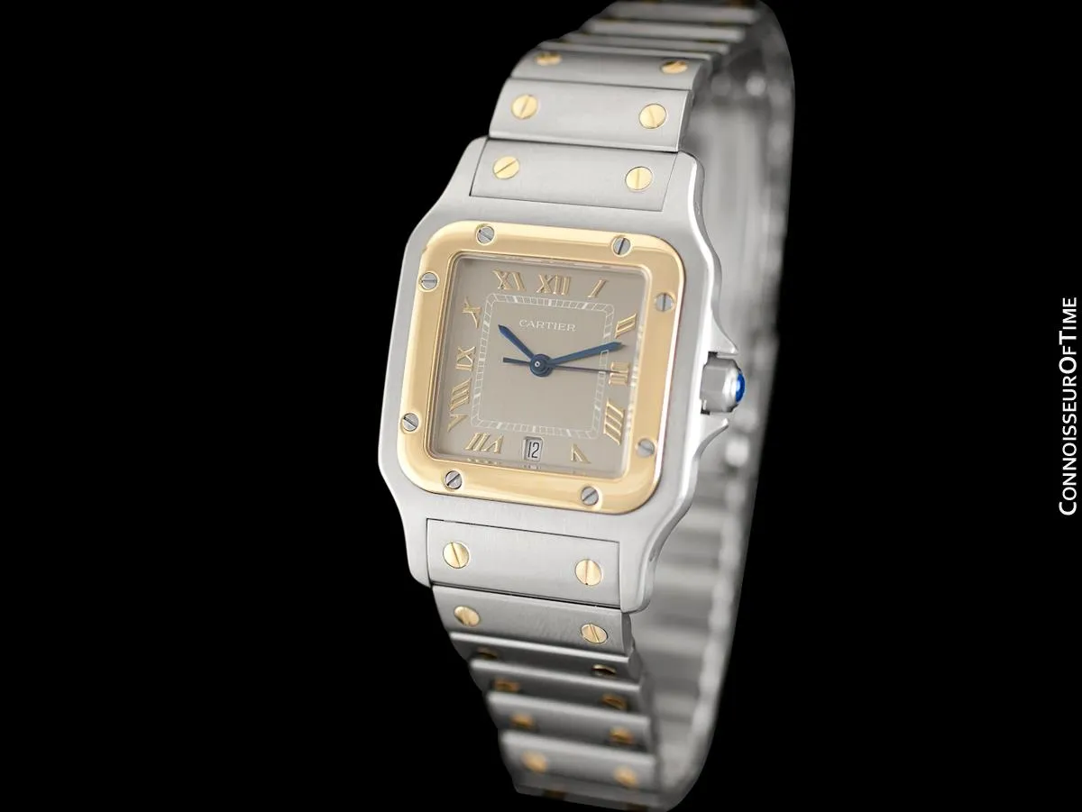 Cartier Santos Galbee Mens Two-Tone Bracelet Watch with Date - Stainless Steel & 18K Gold
