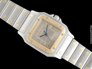 Cartier Santos Galbee Mens Two-Tone Bracelet Watch with Date - Stainless Steel & 18K Gold