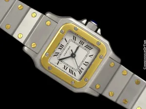 Cartier Santos Ladies Two-Tone Automatic Bracelet Watch - Stainless Steel & 18K Gold