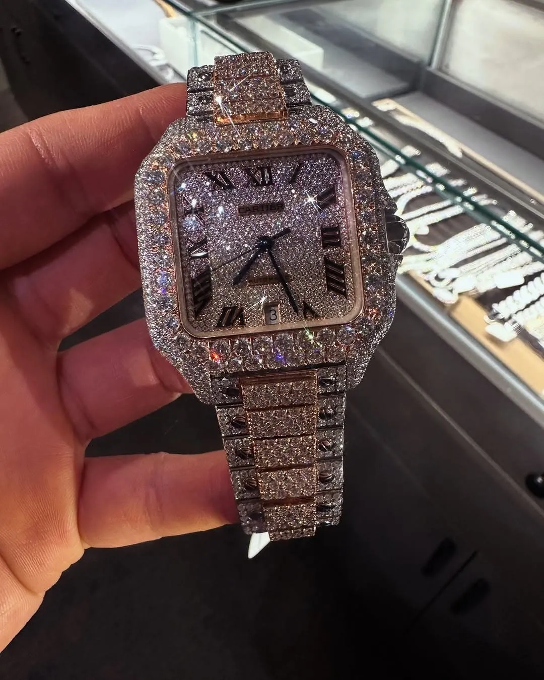 Cartier Santos Moissanite Diamond Watch | Moissanite watch | diamond watch | W 247