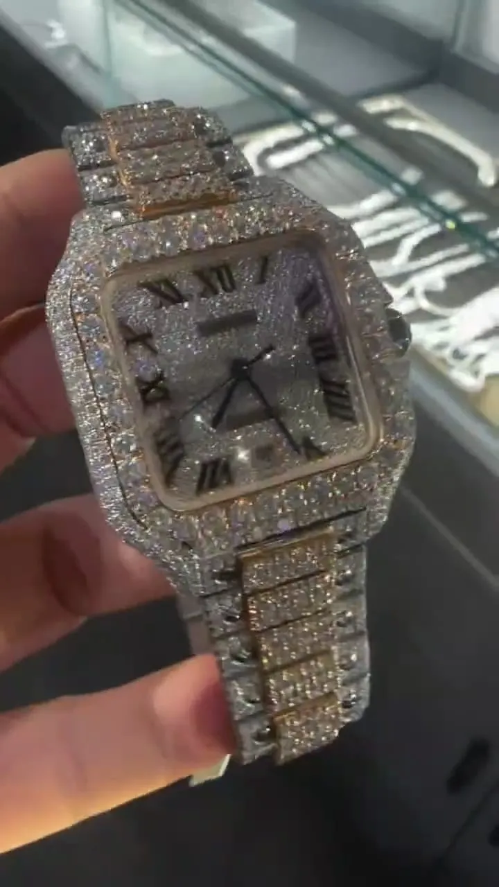 Cartier Santos Moissanite Diamond Watch | Moissanite watch | diamond watch | W 247