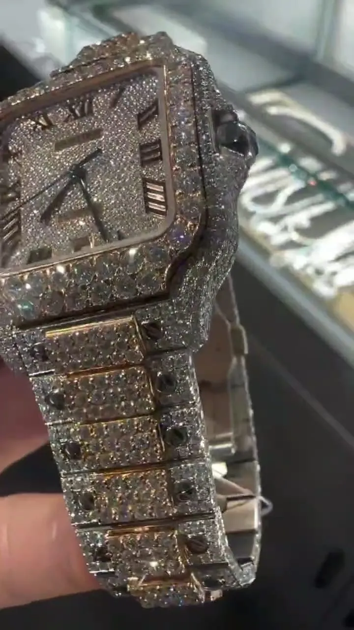 Cartier Santos Moissanite Diamond Watch | Moissanite watch | diamond watch | W 247