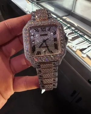 Cartier Santos Moissanite Diamond Watch | Moissanite watch | diamond watch | W 247
